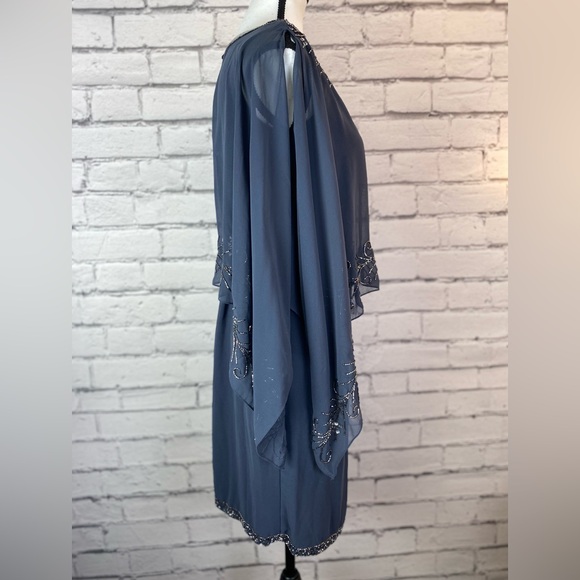 J Kara Gray Beaded Boat Neck Caplet Dress size 4 NWT Formal Mother of the Bride - Picture 6 of 14